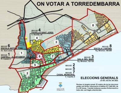 Novetats en els locals electorals de Torredembarra per a les Generals del 23 de juliol